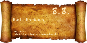 Budi Barbara névjegykártya
